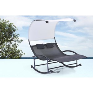 Essaouira transat double à bascule avec auvent noir et écru