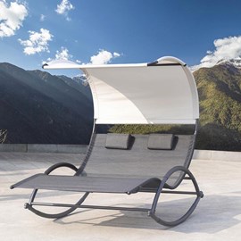 Heira transat double à bascule avec auvent noir et gris