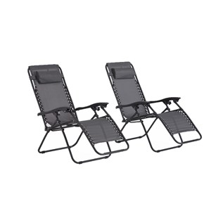 Manihi lot de 2 transats inclinables noir et gris foncé