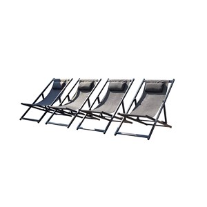 Tevata lot de 4 transats alu gris