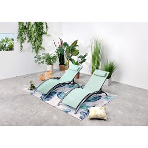 Bahia lot de 2 transats en aluminium et toile pvc vert pastel