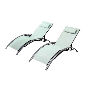 Bahia lot de 2 transats en aluminium et toile pvc vert pastel