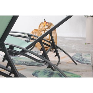 Bahia lot de 2 transats en aluminium et toile pvc vert pastel