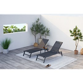 Prato lot de 2 transats et une table d'appoint noir