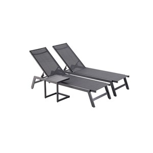 Prato lot de 2 transats et une table d'appoint noir