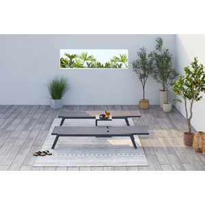 Prato lot de 2 transats et une table d'appoint gris et noir