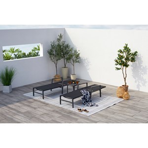 Bari lot de 2 transats et une table d'appoint noir