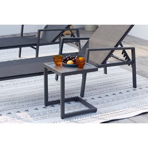 Bari lot de 2 transats et une table d'appoint noir