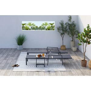 Bari lot de 2 transats et une table d'appoint gris