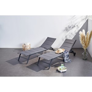 Lisboa lot de 2 transats aluminium gris foncé
