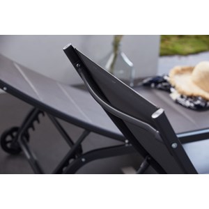 Lisboa lot de 2 transats aluminium gris foncé