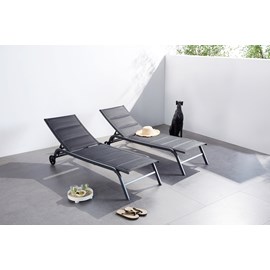 Lisboa lot de 2 transats aluminium noir