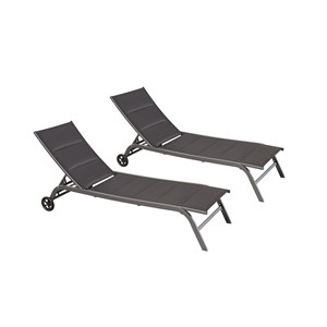 Lisboa lot de 2 transats aluminium noir