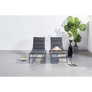 Lisboa lot de 2 transats aluminium noir