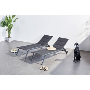 Lisboa lot de 2 transats aluminium noir