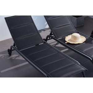 Lisboa lot de 2 transats aluminium noir