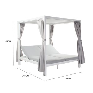 Cordoue lit de jardin 2 places gris