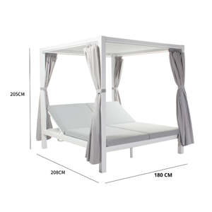 Cordoue lit de jardin 2 places gris