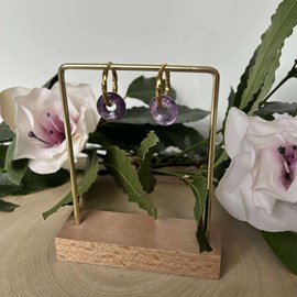 Boucles d’oreilles donuts pierre améthyste