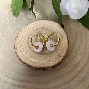 Boucles d’oreilles donuts pierre quartz rose