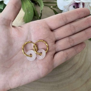 Boucles d’oreilles donuts pierre quartz rose