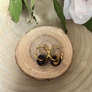 Boucles d’oreilles donuts pierre œil de tigre