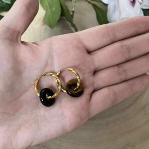 Boucles d’oreilles donuts pierre œil de tigre