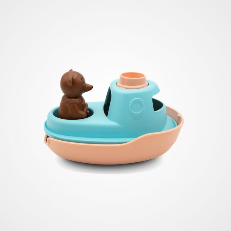 Jouet de bain made in france en matière recyclée bateau de petit ours brun (Le Jouet Simple) - Image 2