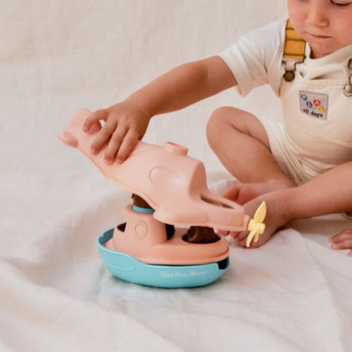 Le Jouet Simple - Jouet de bain made in france en matière recyclée hydravion de petit ours brun