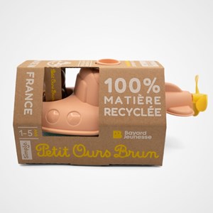 Jouet de bain made in france en matière recyclée sous-marin de petit ours brun