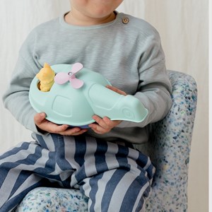 L'hélicoptère de bain mr renard, made in france en matière recyclée, turquoise