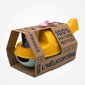Jouet de bain made in france en matière recyclée hélicoptère de mr renard