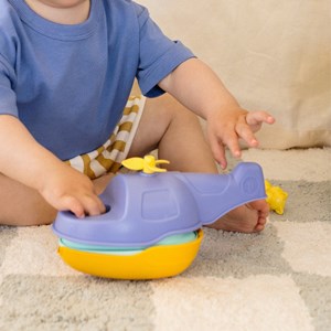 Jouet de bain made in france en matière recyclée hélicoptère de mr renard