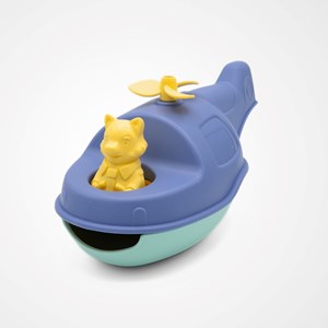 Jouet de bain made in france en matière recyclée hélicoptère de mr renard