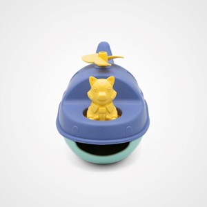 Jouet de bain made in france en matière recyclée hélicoptère de mr renard