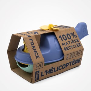 Jouet de bain made in france en matière recyclée hélicoptère de mr renard