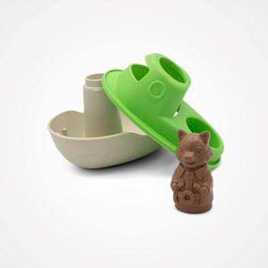 Jouet de bain made in france en matière recyclée bateau de mr renard