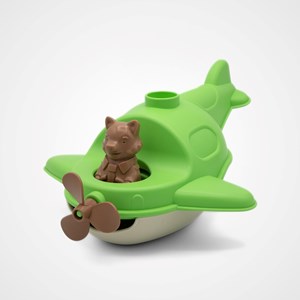 Jouet de bain made in france en matière recyclée hydravion de mr renard