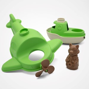 Jouet de bain made in france en matière recyclée hydravion de mr renard