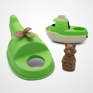 Jouet de bain made in france en matière recyclée hélicoptère de mr renard