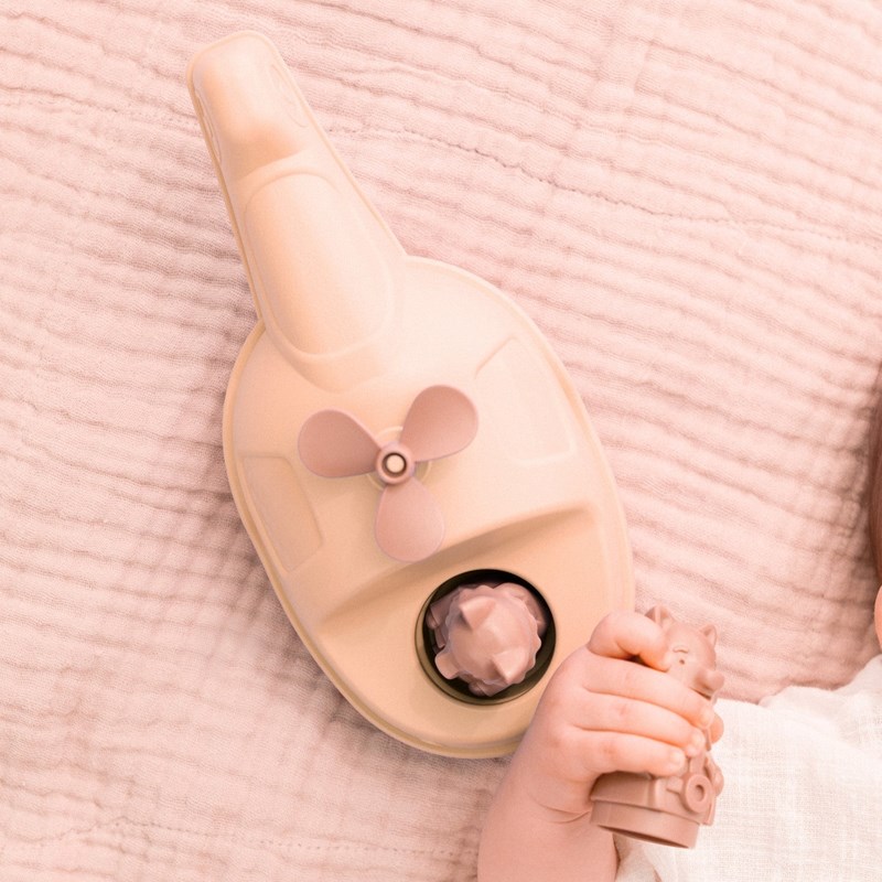 Jouet de bain made in france en matière recyclée hélicoptère de mr renard