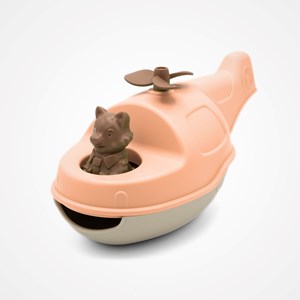 Jouet de bain made in france en matière recyclée hélicoptère de mr renard