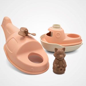 Jouet de bain made in france en matière recyclée hélicoptère de mr renard