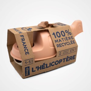 Jouet de bain made in france en matière recyclée hélicoptère de mr renard