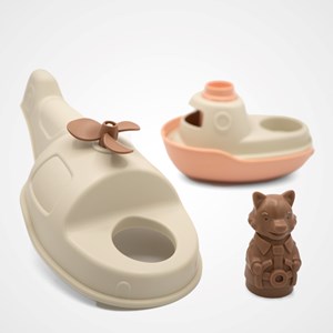 Jouet de bain made in france en matière recyclée hélicoptère de mr renard