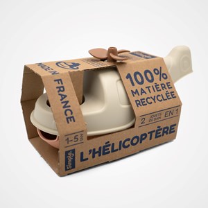Jouet de bain made in france en matière recyclée hélicoptère de mr renard