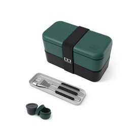 Set repas lunch box rectangle vert et noir