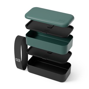 Set repas lunch box rectangle vert et noir