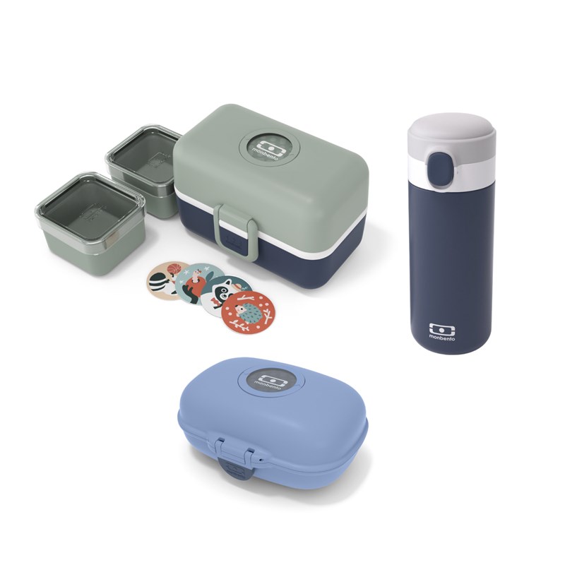 Set repas goûter enfants bleu vert