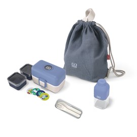 Set repas goûter enfants bleu beige